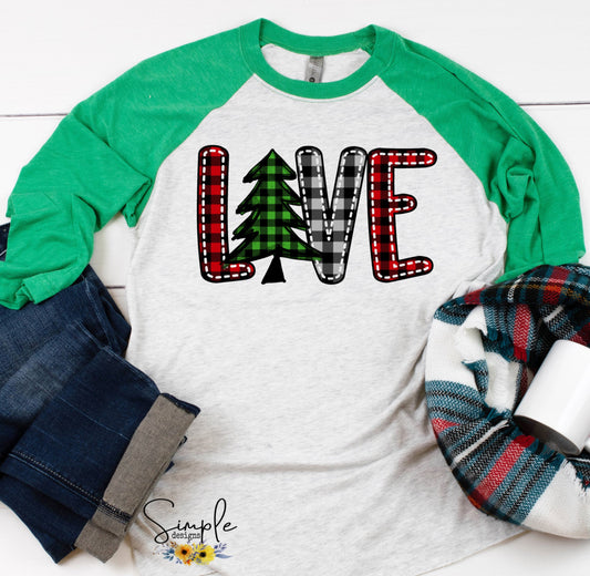 Love Plaid Christmas Tree Sublimation Heat Transfer Sheet