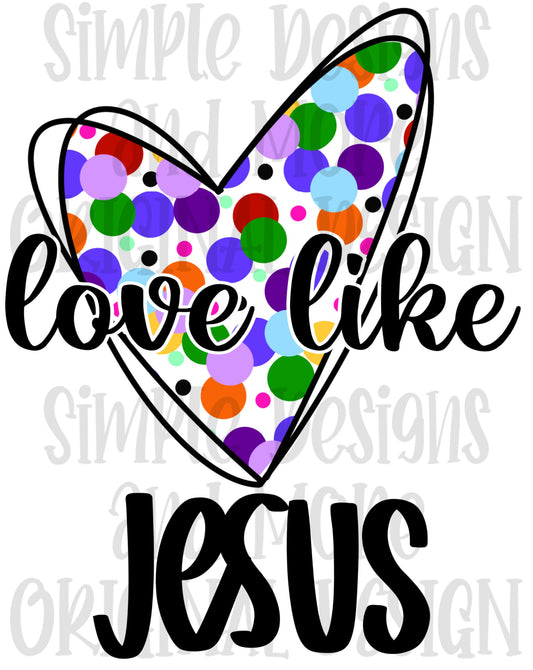 Love Like Jesus Polka Dot Heart Stickers