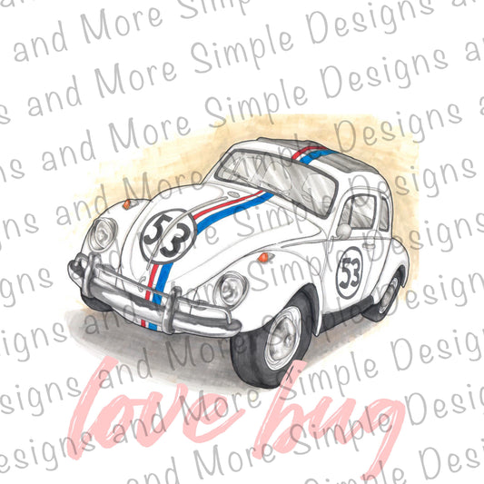 Herbie Love Bug Valentine’s Day Sublimation Heat Transfer Sheets