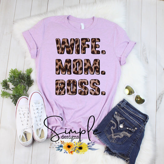 Wife Mom Boss Leopard Sublimation Heat Transfer Sheets