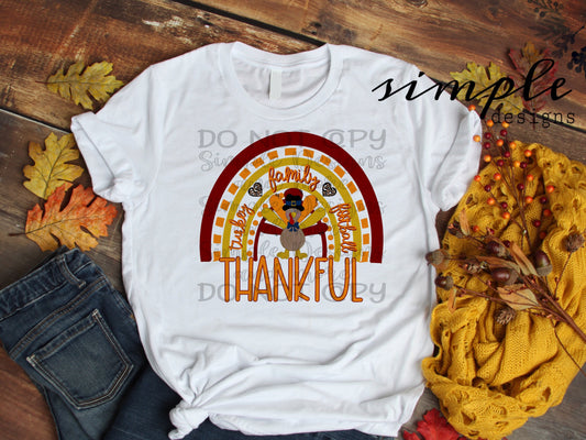 Thankful Turkey Rainbow Sublimation Heat Transfer Sheet