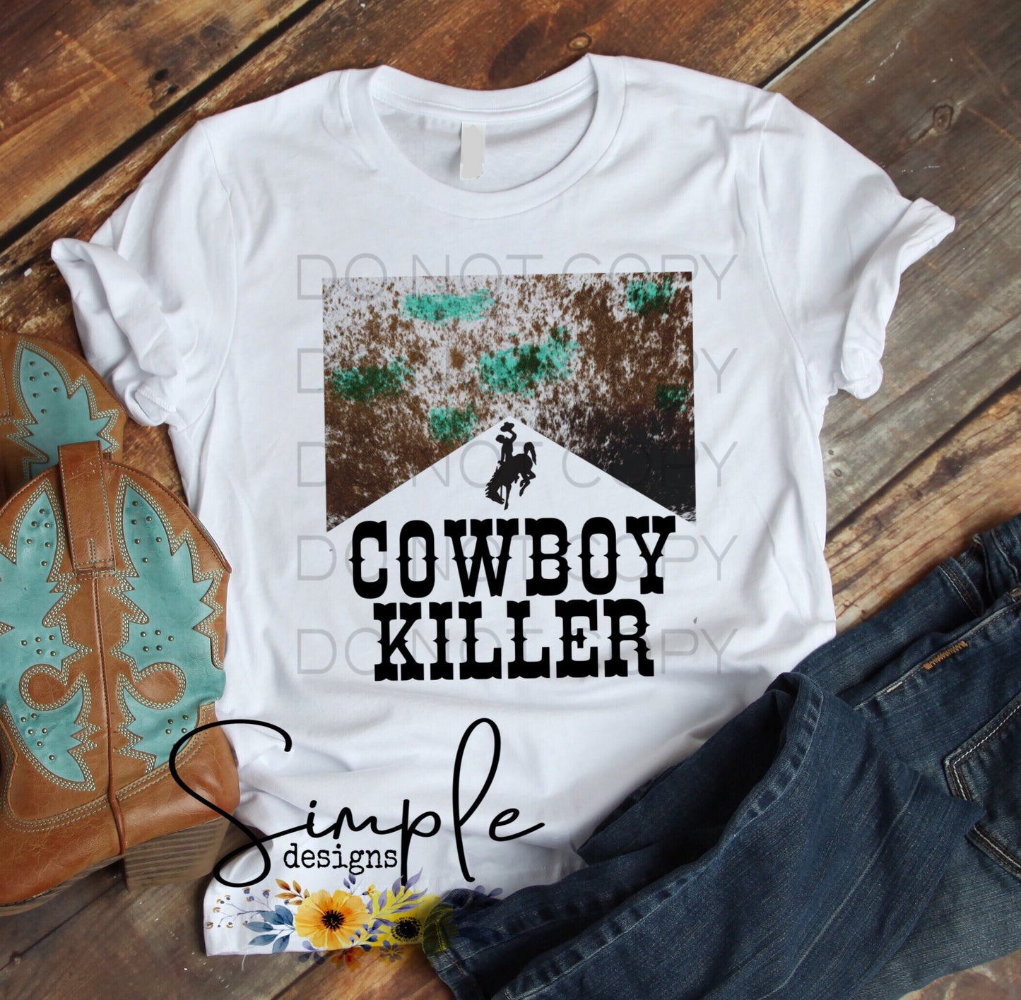 Cowboy Killer Cowhide and Turquoise Sublimation Heat Transfer Sheets