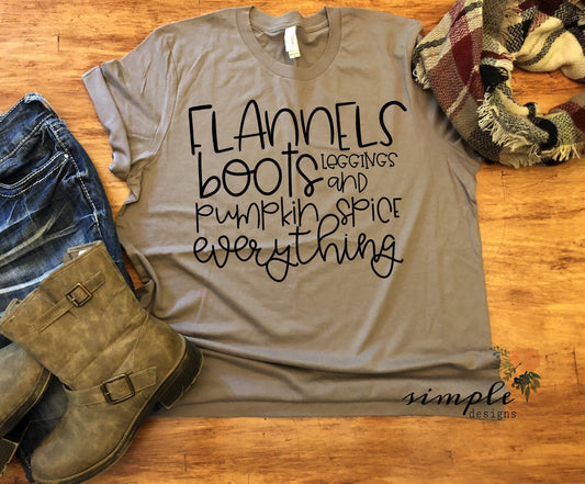 Flannels Boots Leggings and Pumpkin Spice Everything Lettering Sublimation Heat Transfer Sheet