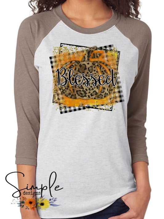 Blessed Leopard Pumpkin Plaid Border Sublimation Heat Transfer Sheet