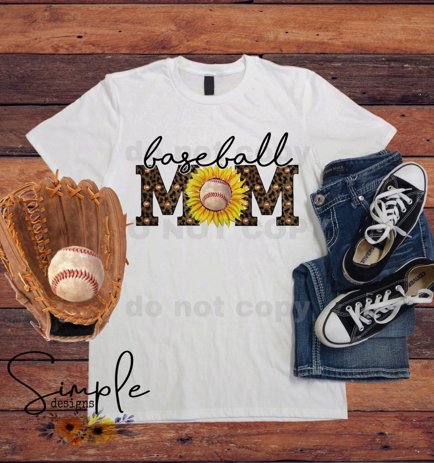 Baseball Mom Sunflower Sports Sublimation Heat Transfer Sheet