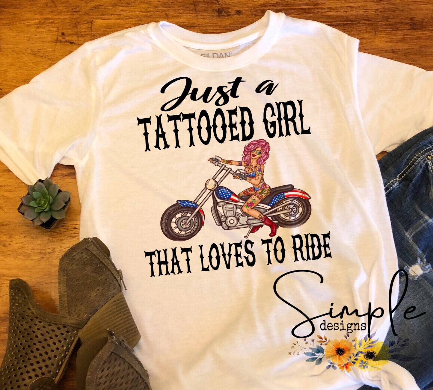 Just a Tattooed Girl That Loves to Ride Sublimation Heat Transfer Sheet