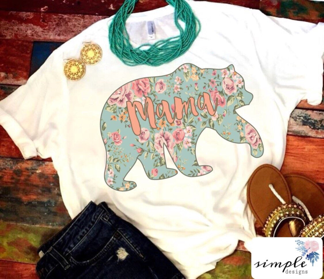 Mama Bear Mint Sublimation Heat Transfer Sheet